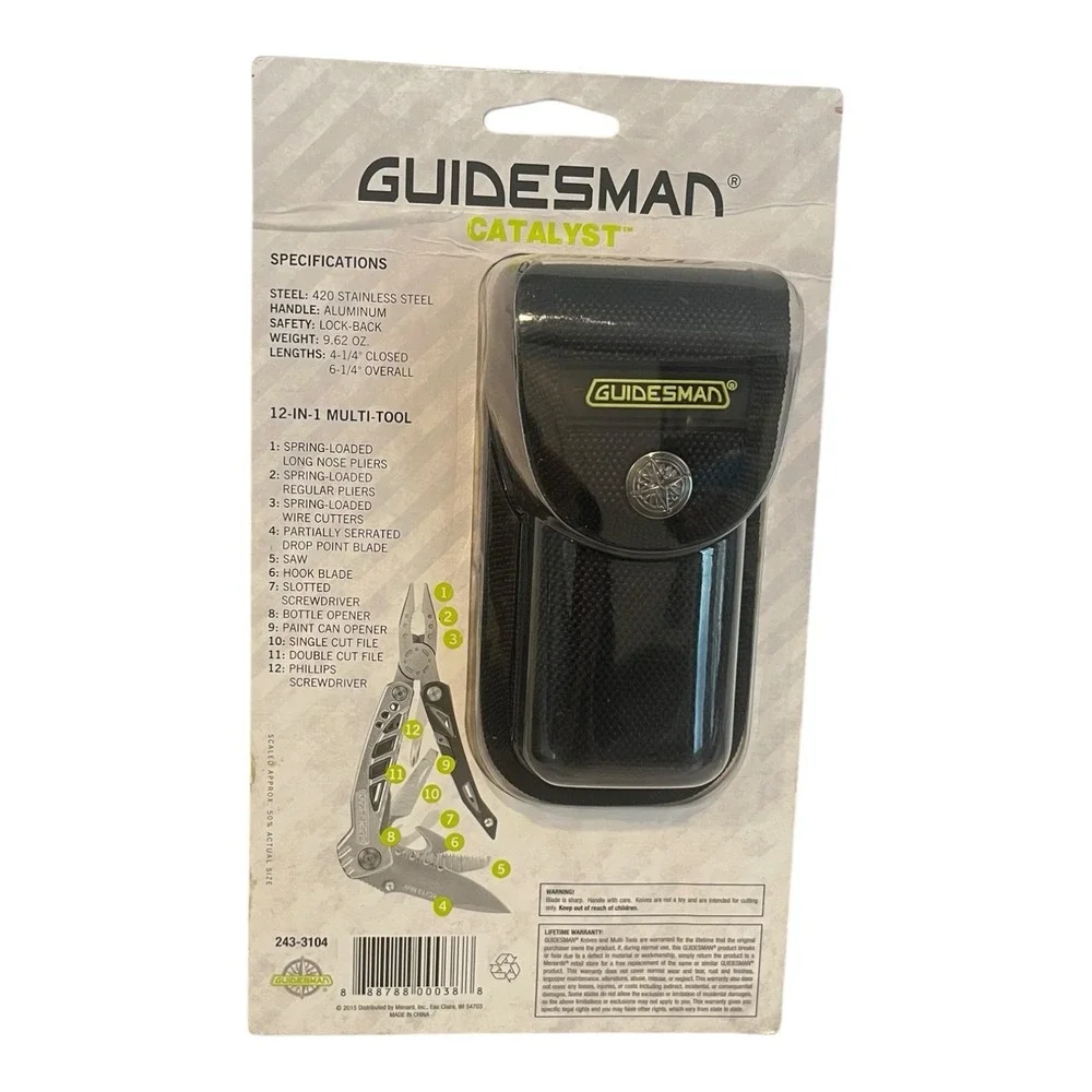 New NIP Guidesman Multi Tool Pliers with Sheath Folding Stainless Steel
